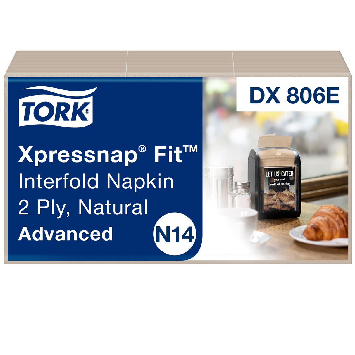 Tork® Xpressnap Fit Interfold Napkins, 2-Ply, Brown, 120 Napkins, 36 Packs (DX806E)