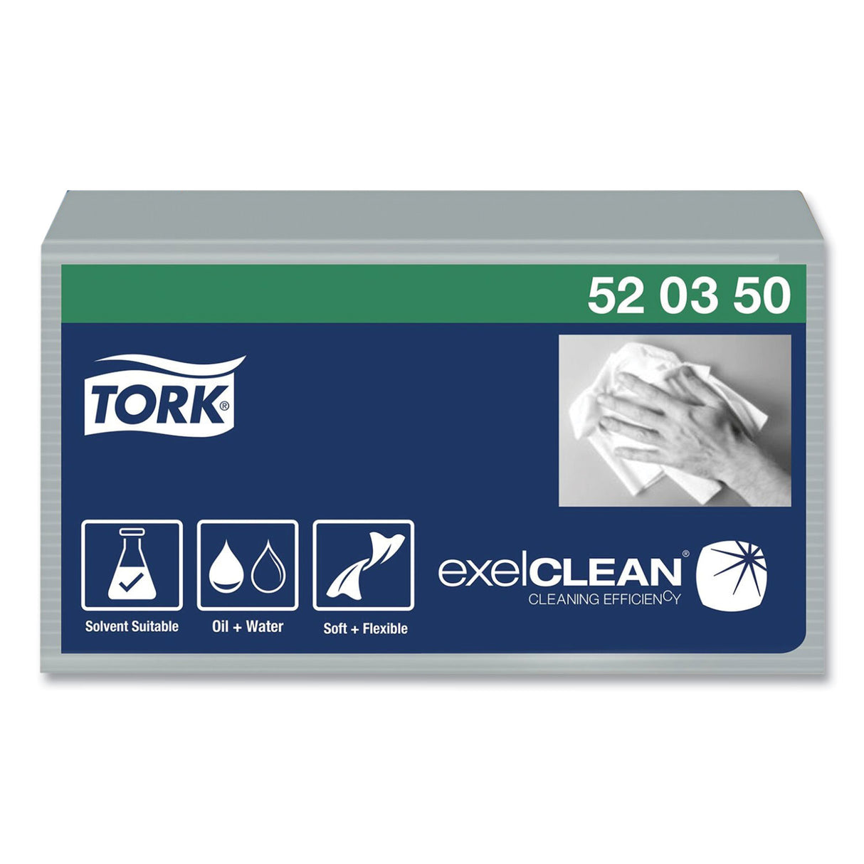 Tork Industrial Cleaning Cloths, 1-Ply, 12.6 x 15.16, Gray, 55/Pack, 8 Packs/Carton (520350)