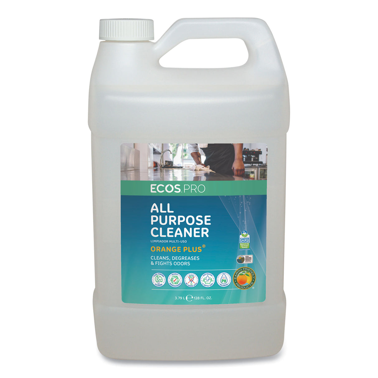 ECOS PRO Orange Plus All Purpose Cleaner and Degreaser, Citrus Scent, 1 gal Bottle (PL970604)