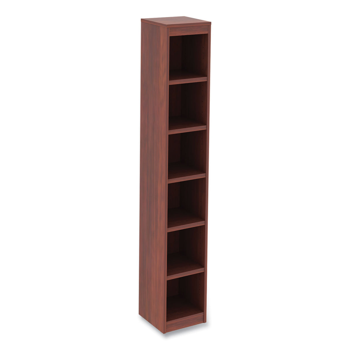 Alera Valencia Series Narrow Profile Bookcase, Six-Shelf, 11.81w x 11.81d x 71.73h, Medium Cherry (ALEVA67212MC)