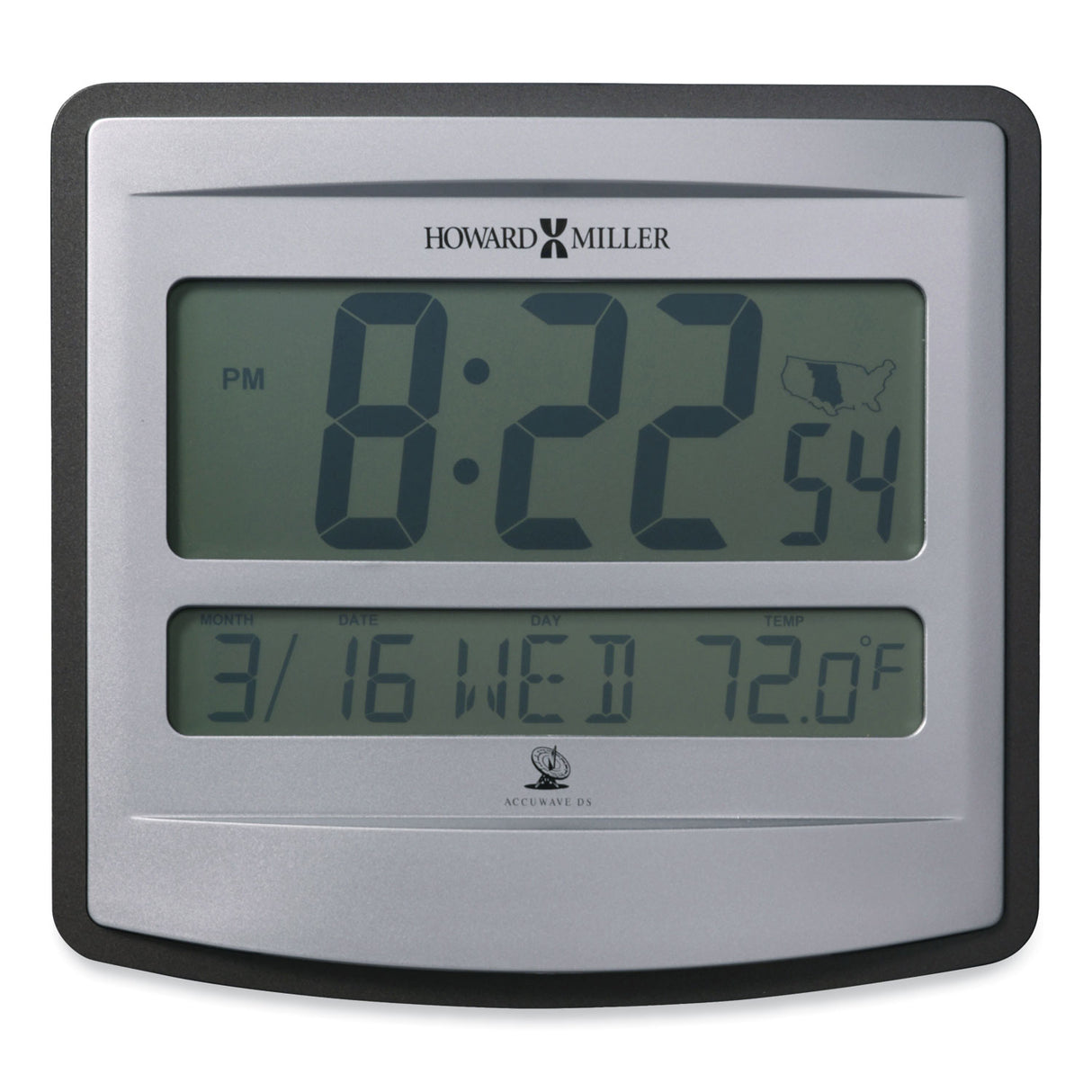 Howard Miller Nikita Wall Clock, Silver/Charcoal Case, 8.75" x 8", 2 AA (sold separately) (625780)