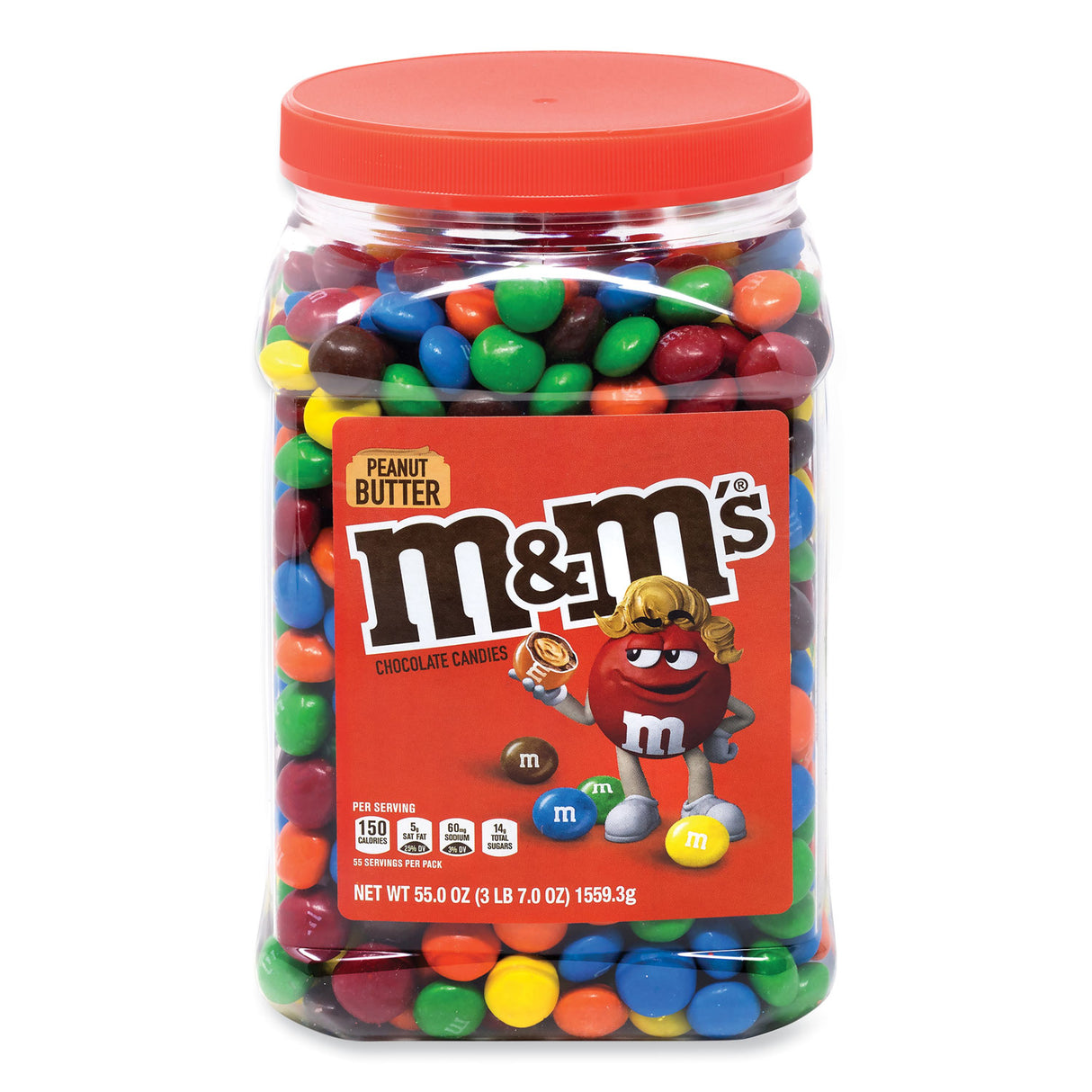 M&M's Peanut Butter Milk Chocolate Candy Jar, 55 oz Jar (22002034)