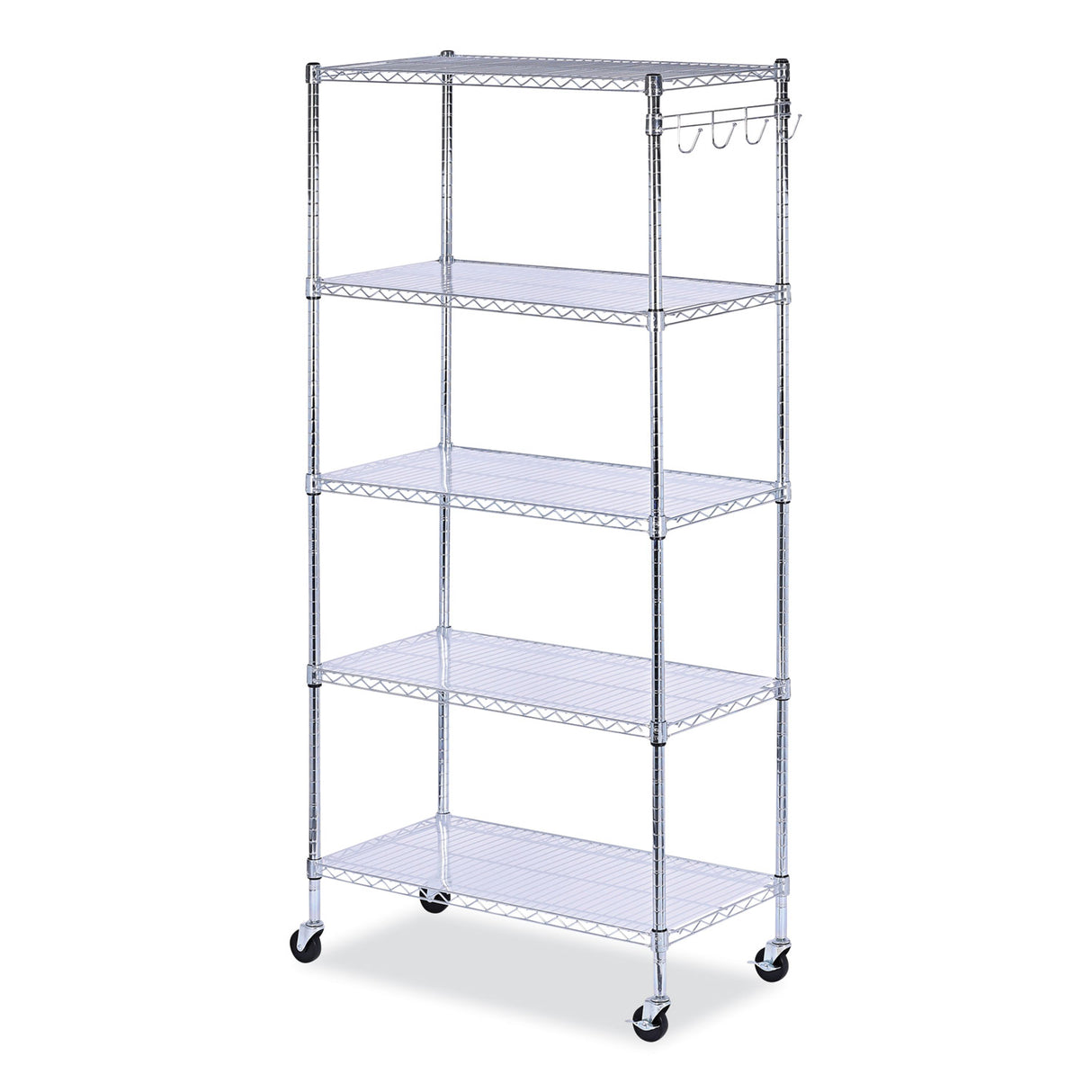 Alera 5-Shelf Wire Shelving Kit with Casters and Shelf Liners, 36w x 18d x 72h, Silver (ALESW653618SR)