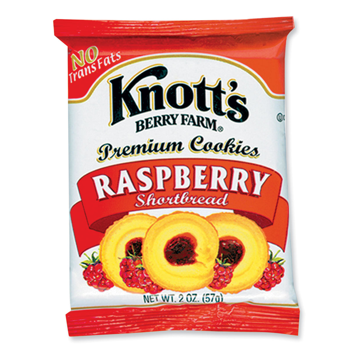 Knott's Berry Farm Premium Berry Jam Shortbread Cookies, Raspberry, 2 oz Pack, 36/Carton (59636)