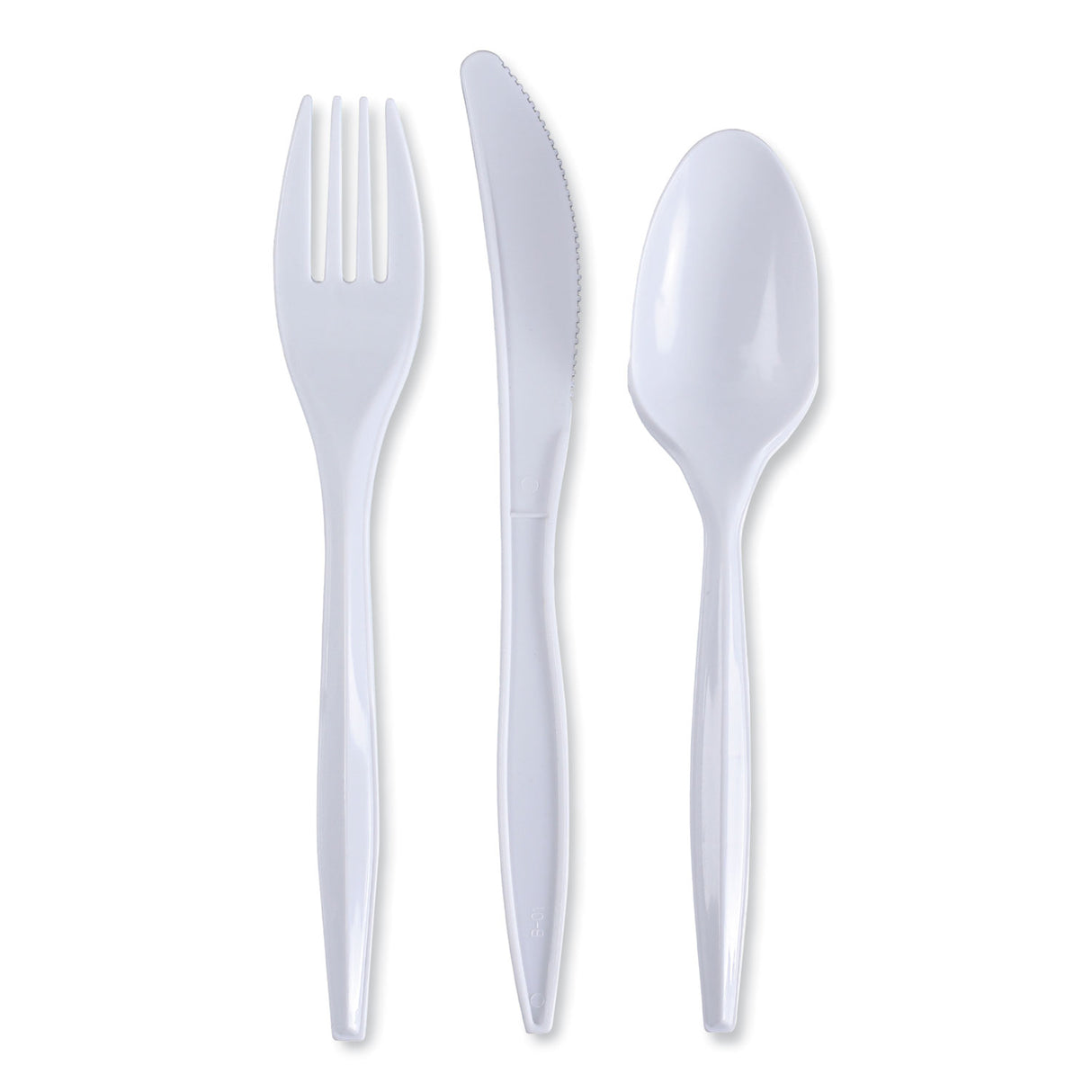 Boardwalk Three-Piece Cutlery Kit, Fork/Knife/Teaspoon, Polypropylene, White, 250/Carton (BWKCOMBOKIT)