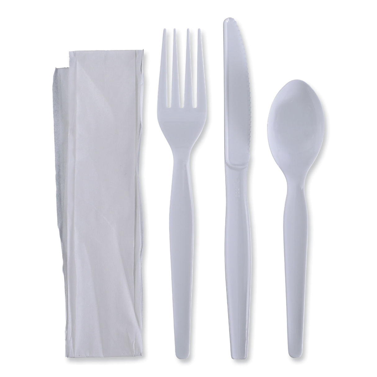 Boardwalk Four-Piece Cutlery Kit, Fork/Knife/Napkin/Teaspoon, Heavyweight, White, 250/Carton (BWKFKTNHWPSWH)