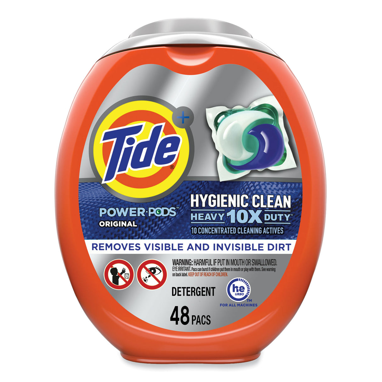 Tide Hygienic Clean Heavy 10x Duty Power Pods, Original Scent, 81 oz Tub, 48 Pods/Tub, 4 Tubs/Carton (59080CT)