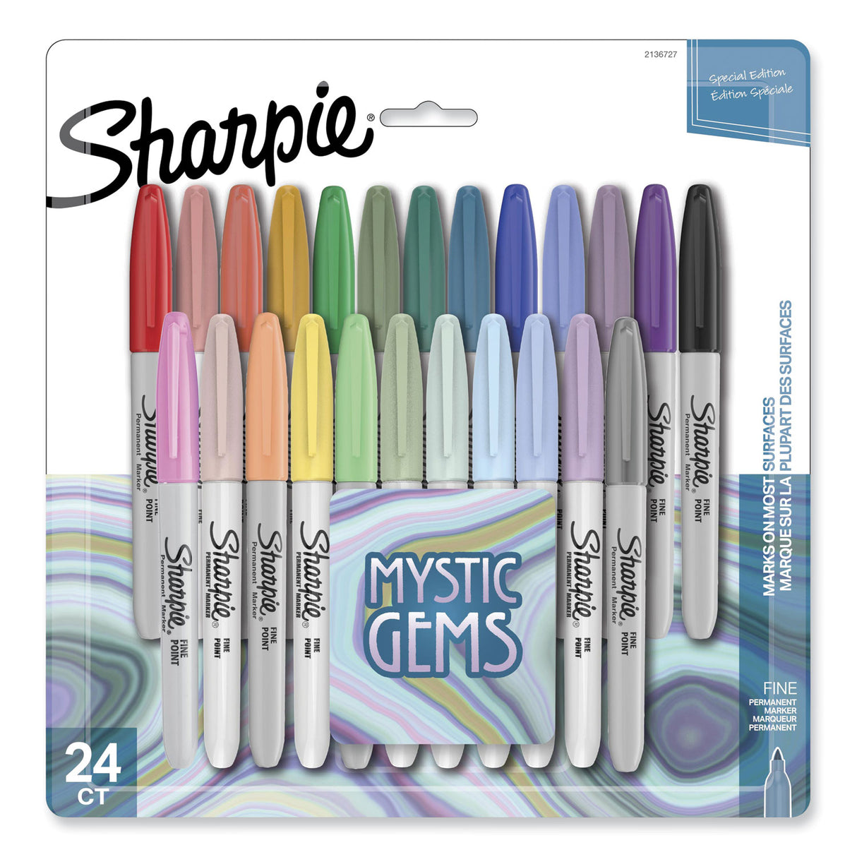 Sharpie Mystic Gems Markers, Fine Bullet Tip, Assorted, 24/Pack (2136727)
