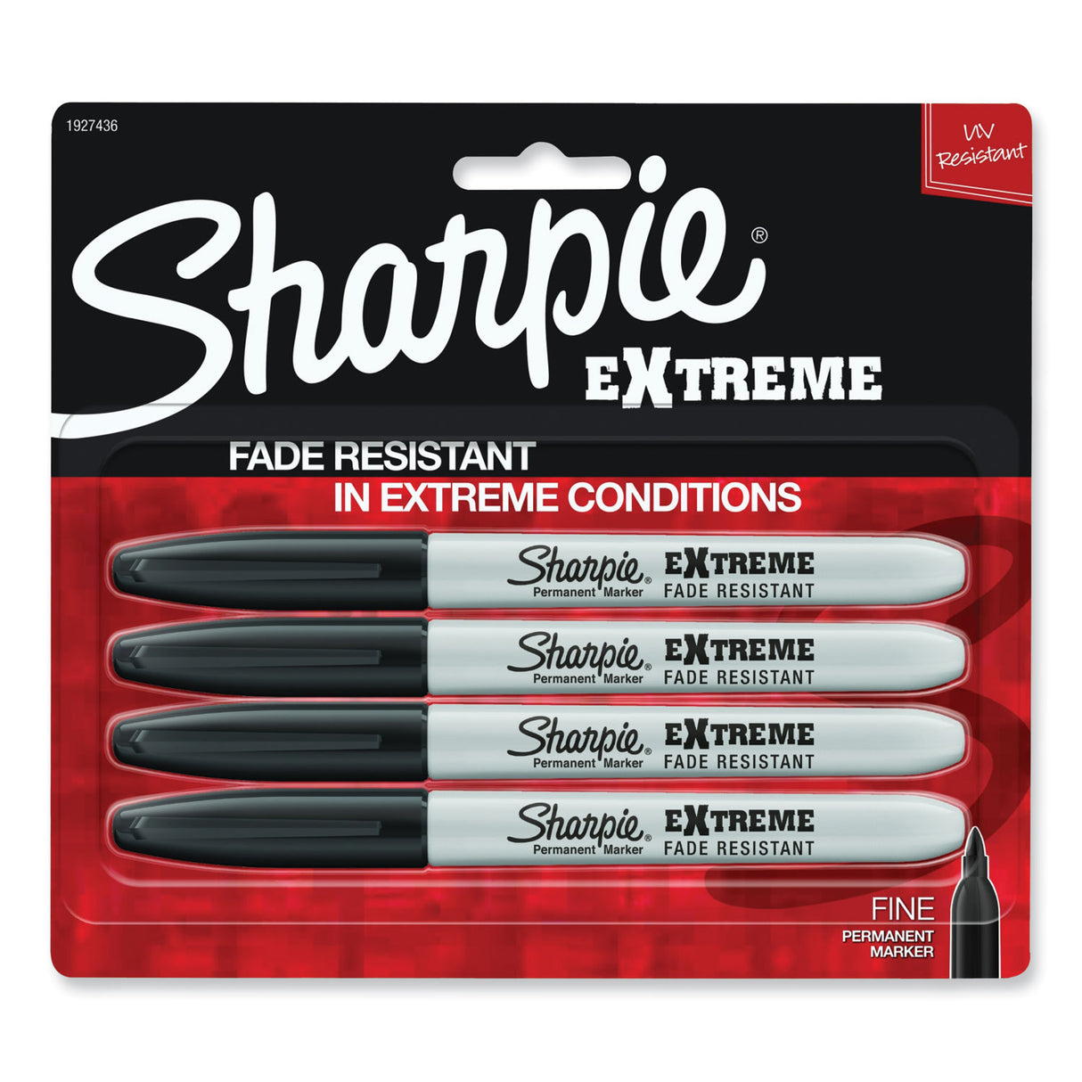 Sharpie Extreme Marker, Fine Bullet Tip, Black, 4/Pack (1927436)