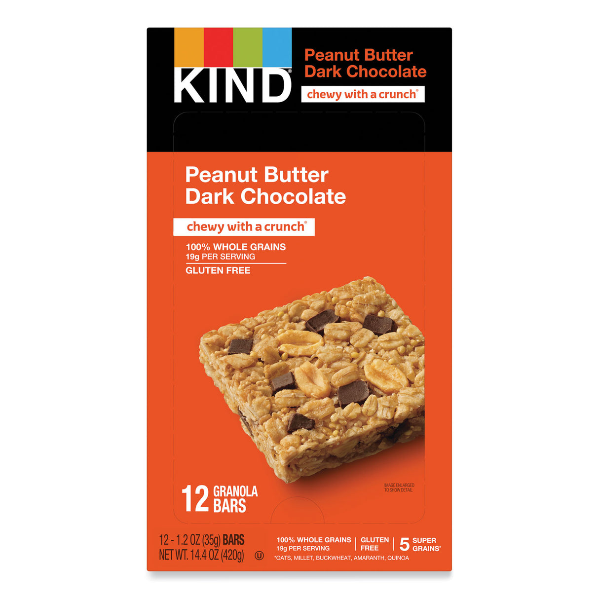 KIND Healthy Grains Bar, Peanut Butter Dark Chocolate, 1.2 oz, 12/Box (18083)