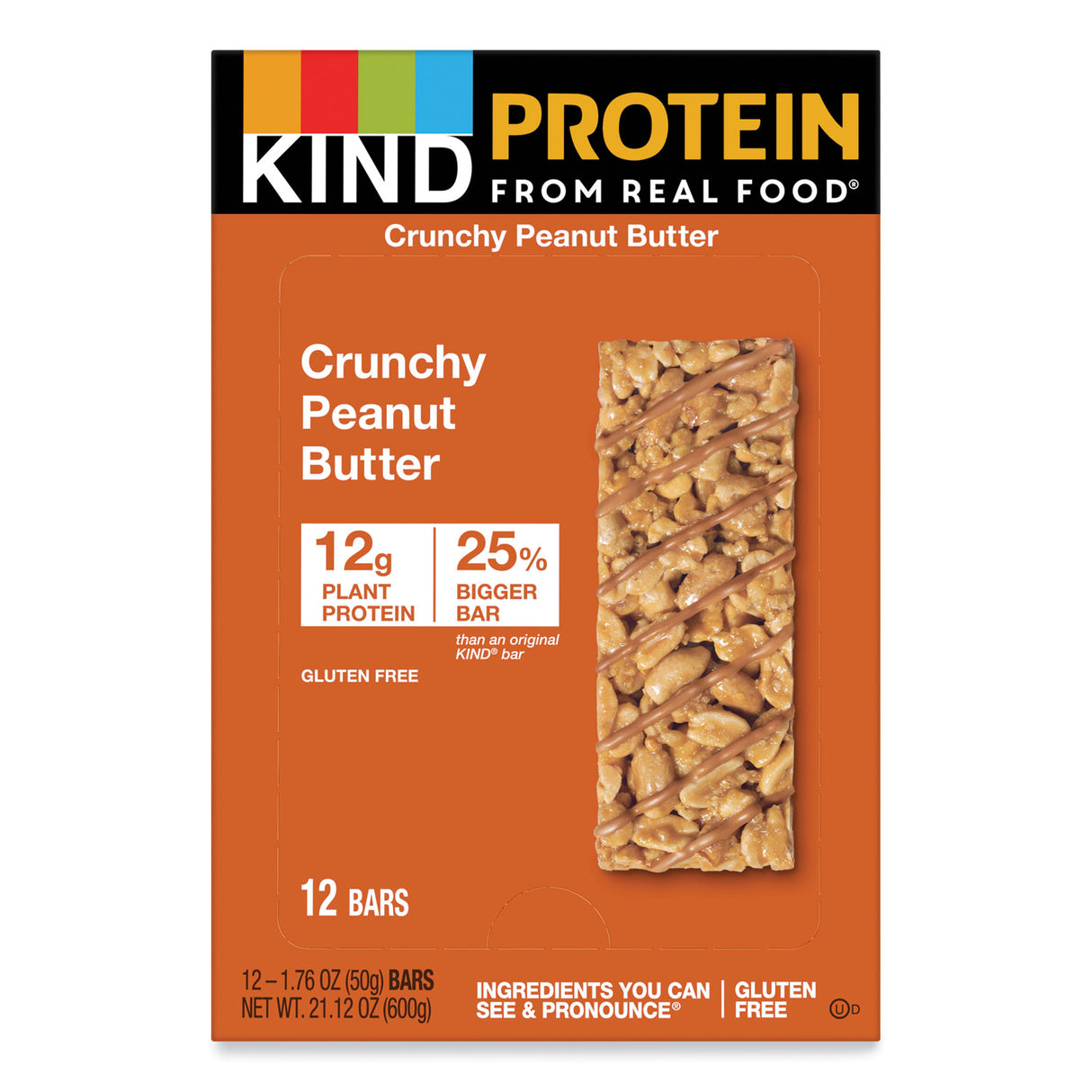 KIND Protein Bars, Crunchy Peanut Butter, 1.76 oz, 12/Pack (26026)