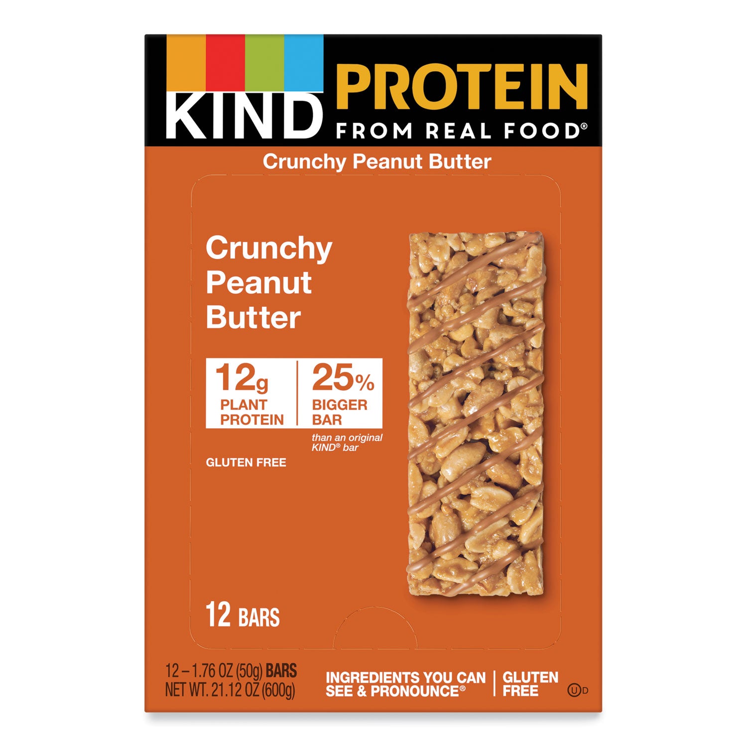 KIND Protein Bars, Crunchy Peanut Butter, 1.76 oz, 12/Pack (26026)
