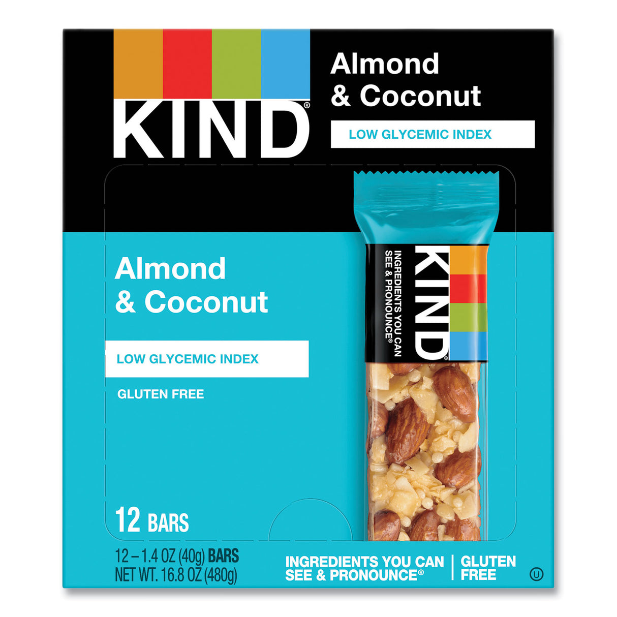KIND Fruit and Nut Bars, Almond and Coconut, 1.4 oz, 12/Box (17828)