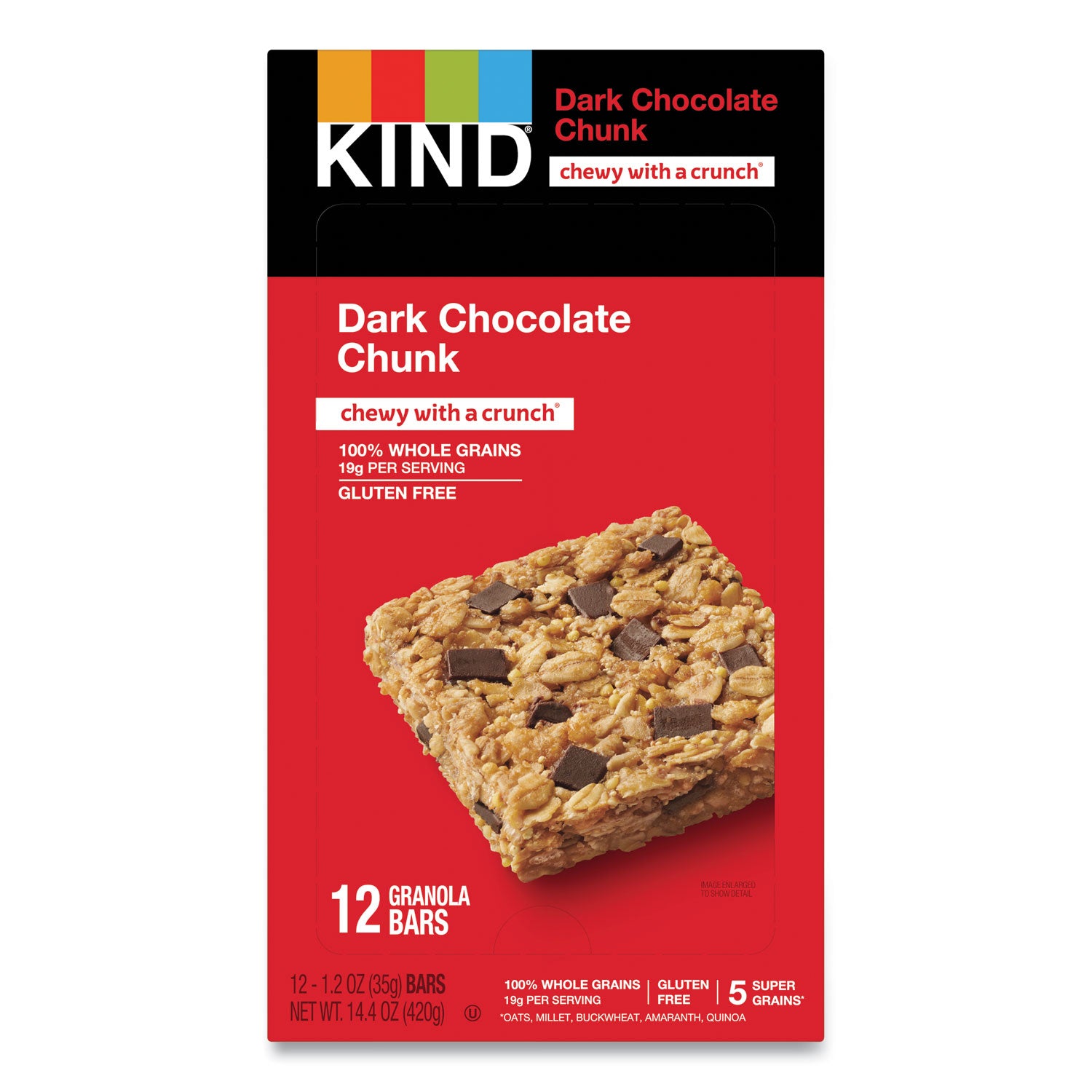 KIND Healthy Grains Bar, Dark Chocolate Chunk, 1.2 oz, 12/Box (18082)