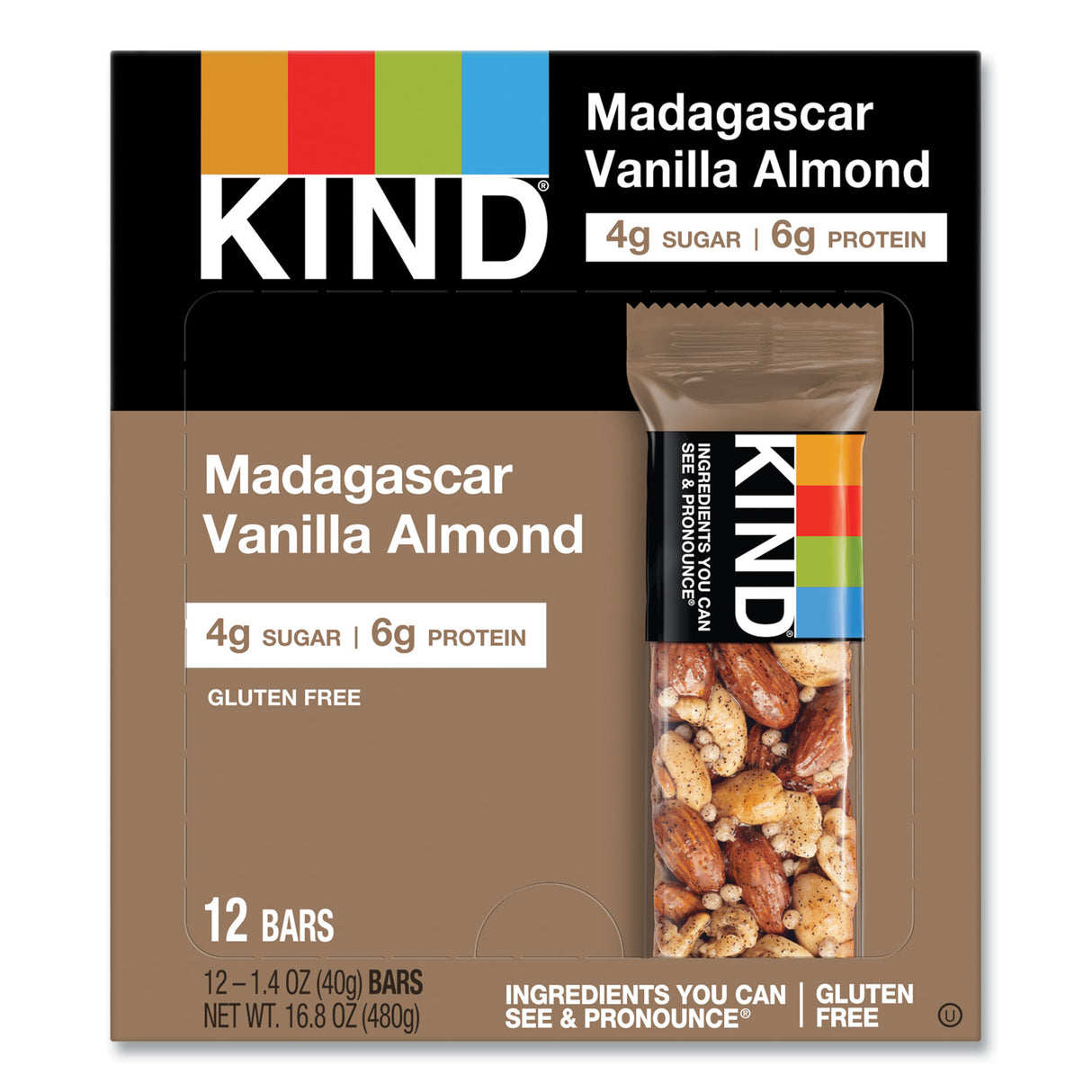 KIND Nuts and Spices Bar, Madagascar Vanilla Almond, 1.4 oz, 12/Box (17850)