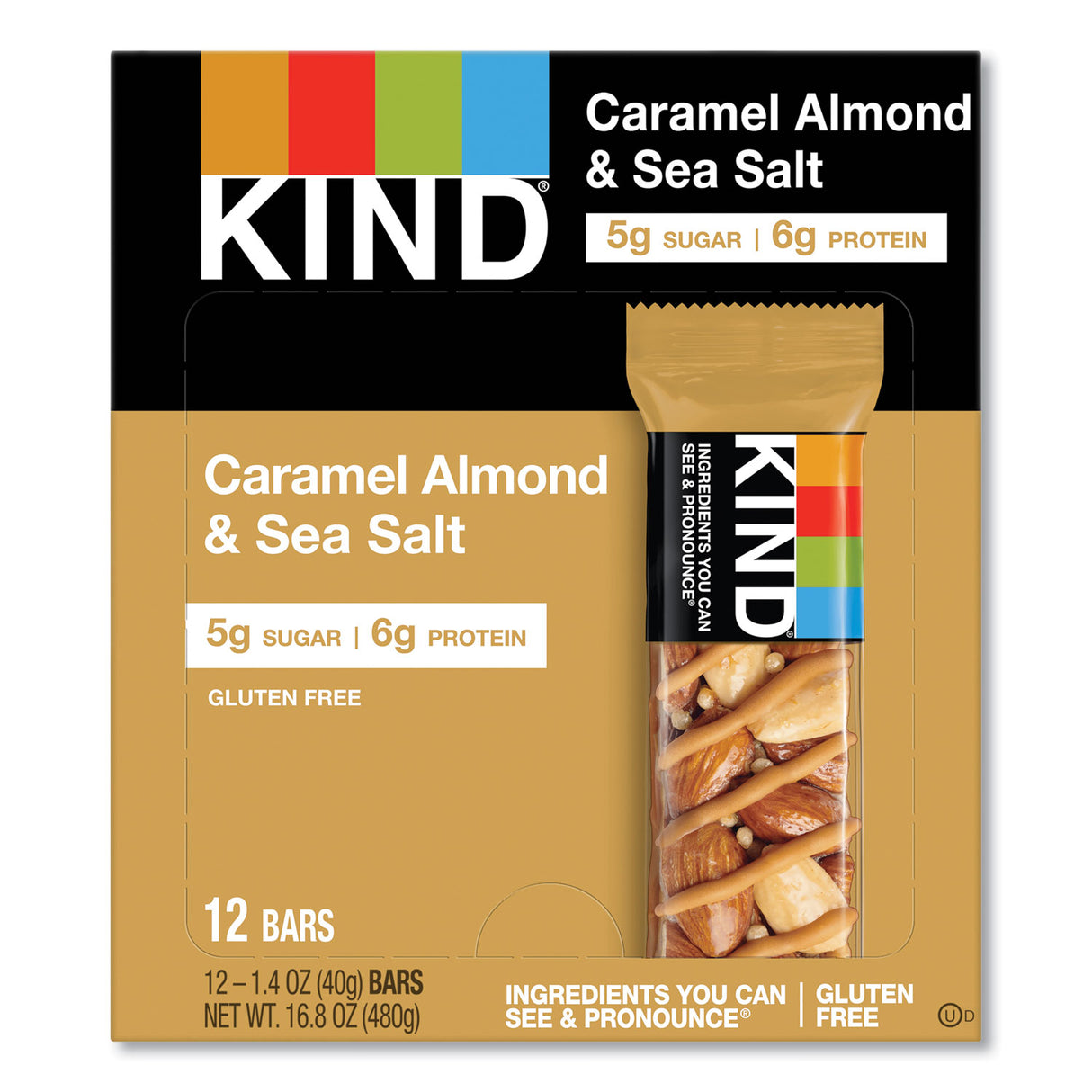 KIND Nuts and Spices Bar, Caramel Almond and Sea Salt, 1.4 oz Bar, 12/Box (18533)