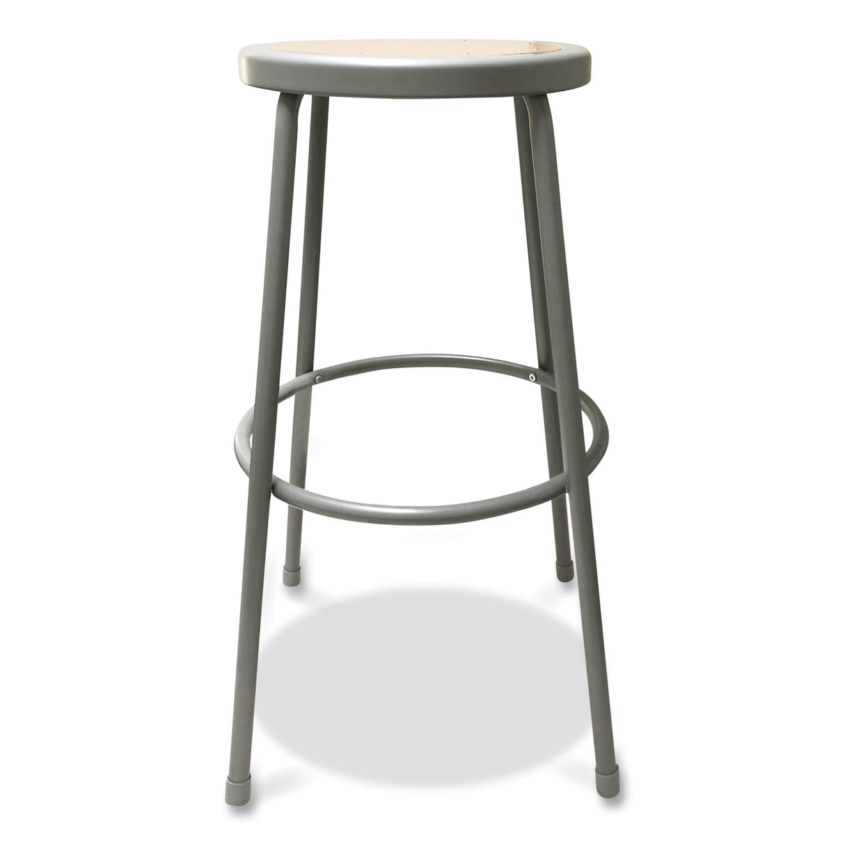 Alera Industrial Metal Shop Stool, Backless, Supports Up to 300 lb, 30" Seat Height, Brown Seat, Gray Base (ALEIS6630G)