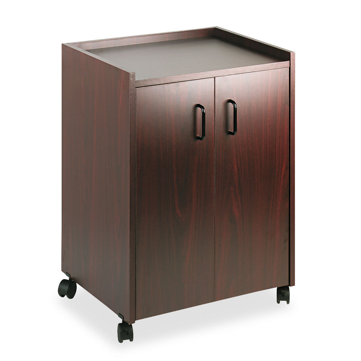 Safco Mobile Refreshment Center, Engineered Wood, 3 Shelves, 23" x 18" x 31", Mahogany (8953MH)