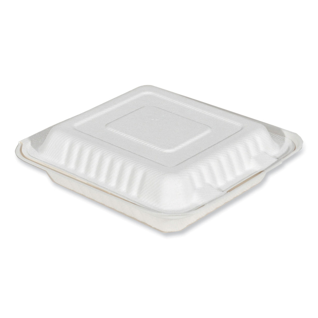 SCT ChampWare Molded-Fiber Clamshell Containers, 8 x 8, White, Sugarcane, 200/Carton (18942)