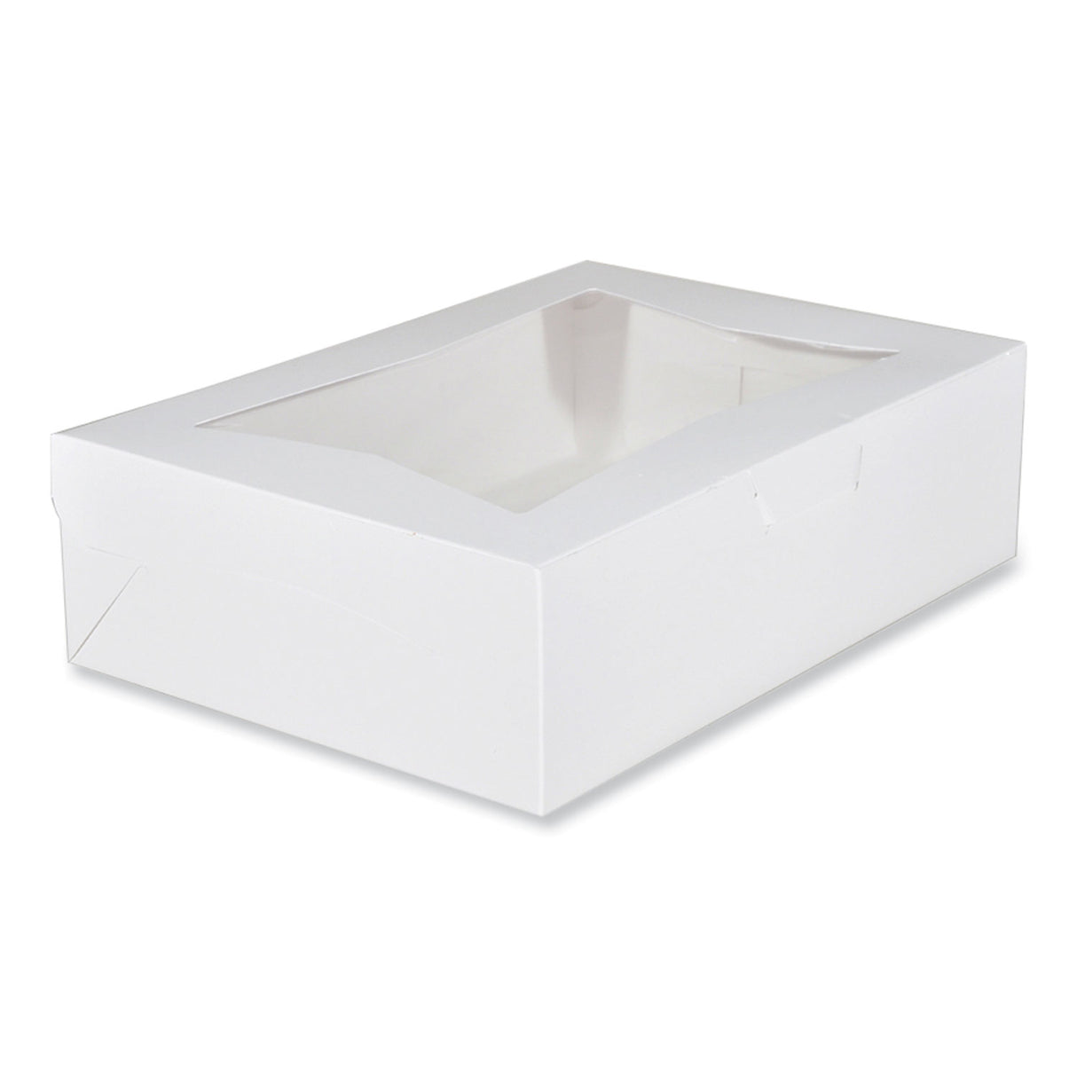 SCT White Window Bakery Boxes with Tuck-in Lid, 10 x 14 x 4, White, Paper, 100/Carton (23093)