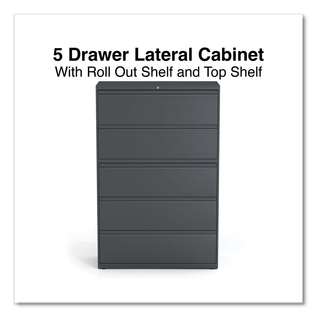 Alera Lateral File, 5 Legal/Letter/A4/A5-Size File Drawers, Charcoal, 42" x 18.63" x 67.63" (ALEHLF4267CC)