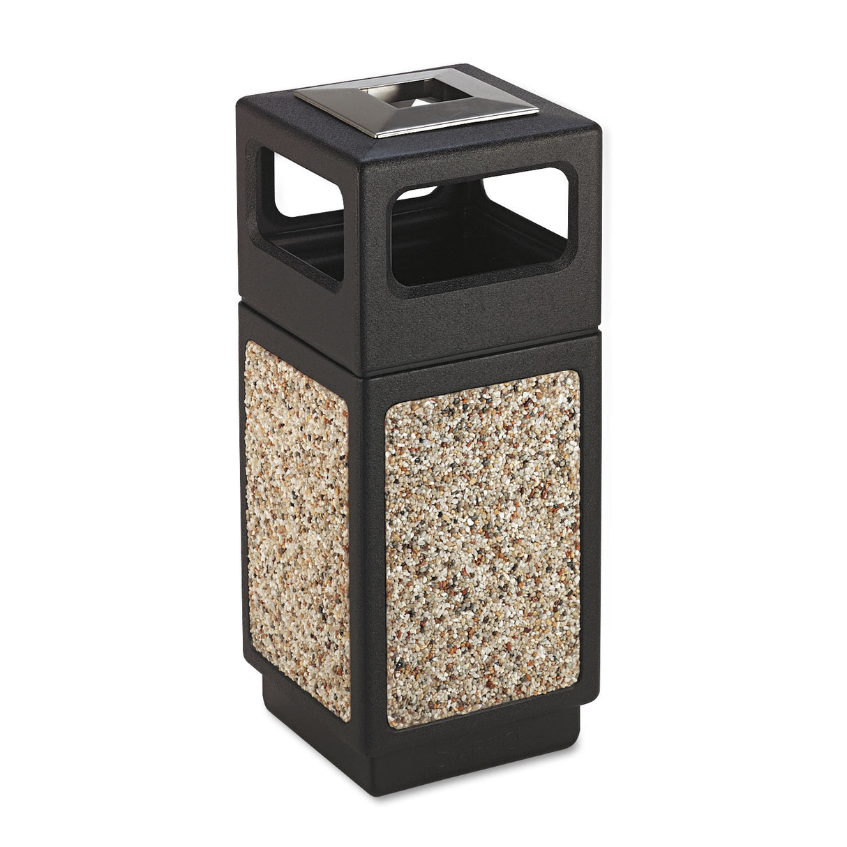 Safco Canmeleon Aggregate Panel Receptacles, 15 gal, Polyethylene/Stainless Steel, Black (9470NC)