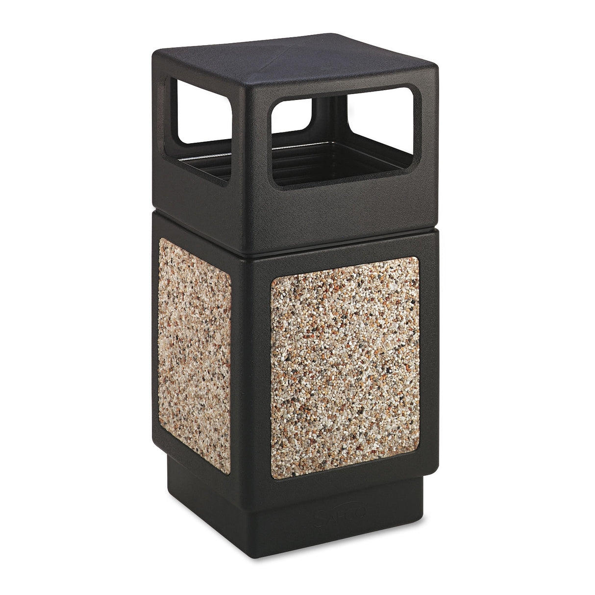 Safco Canmeleon Aggregate Panel Receptacles, Side-Open, 38 gal, Polyethylene, Black (9472NC)