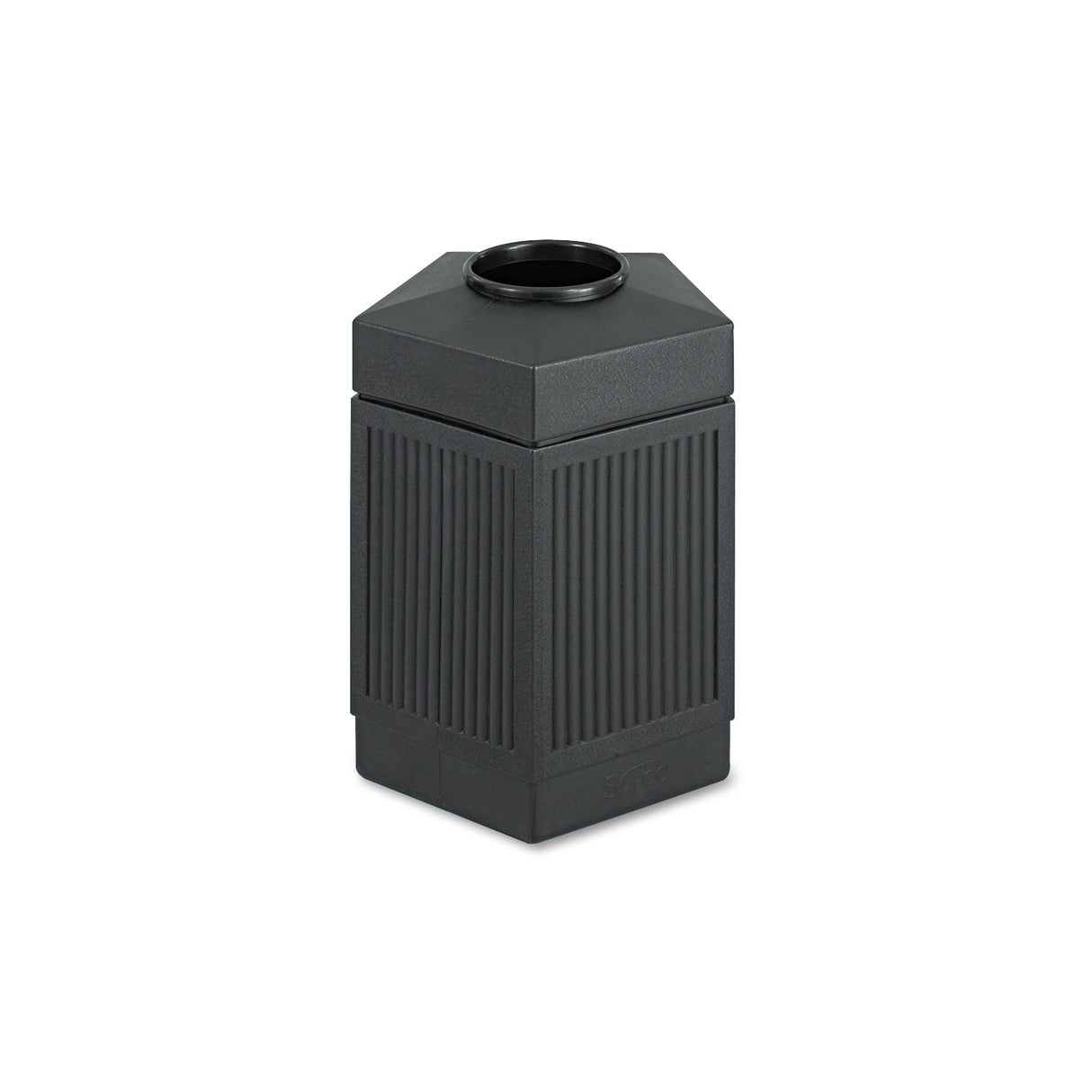Safco Canmeleon Indoor/Outdoor Pentagon Receptacle, 45 gal, Polyethylene, Black (9486BL)