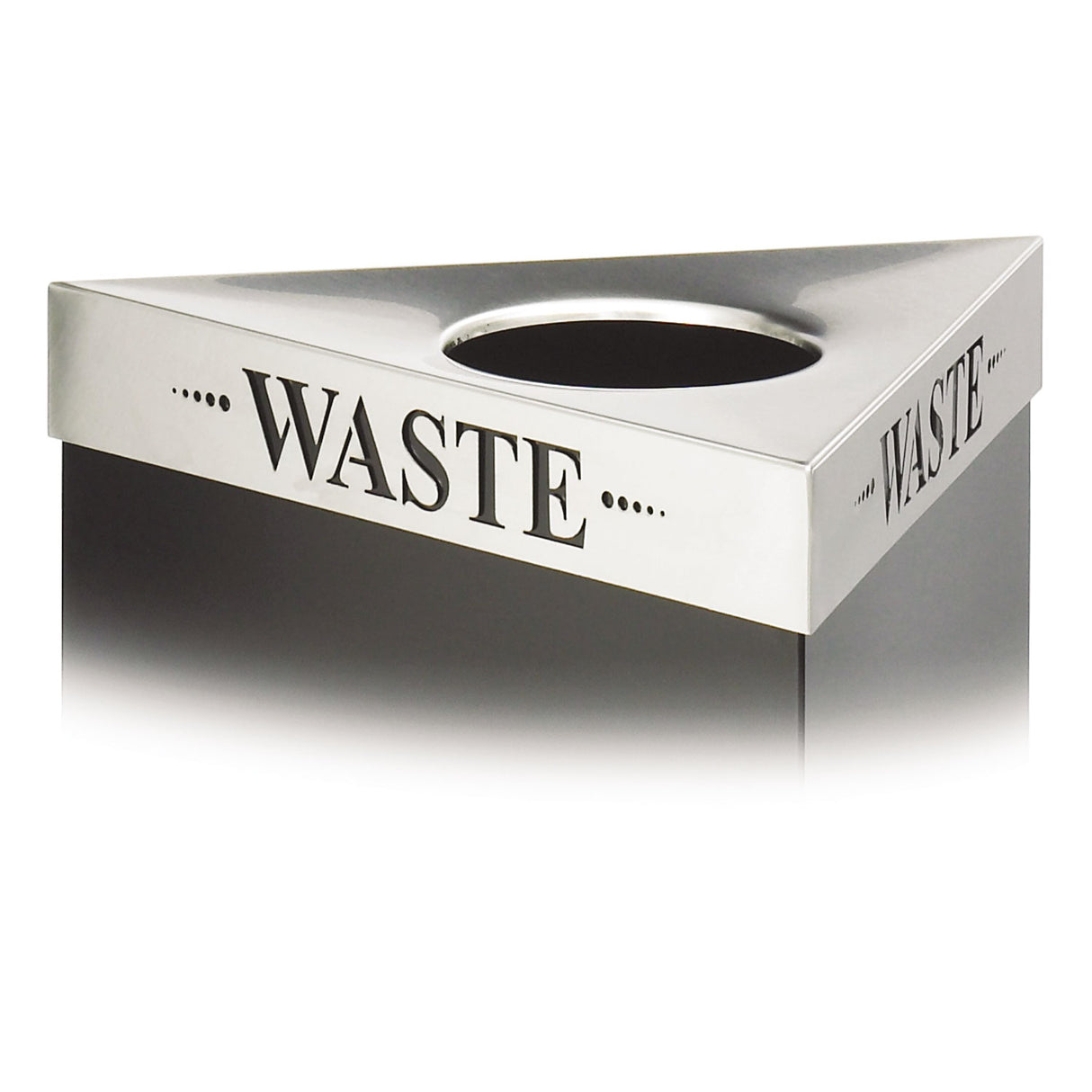 Safco Trifecta Waste Receptacle Lid, Laser Cut "WASTE" Inscription, 20w x 20d x 3h, Stainless Steel (9560WA)