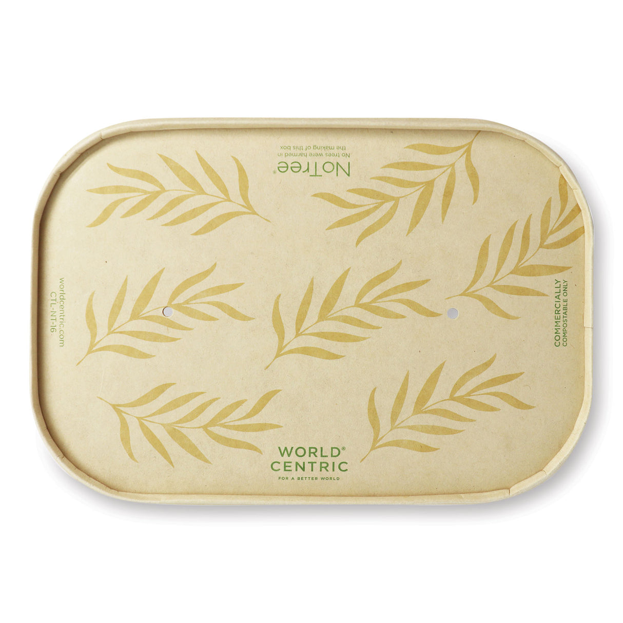 World Centric Paper Lids for Containers, 4.7 x 6.8, Natural, Paper, 300/Carton (CTLNT16)