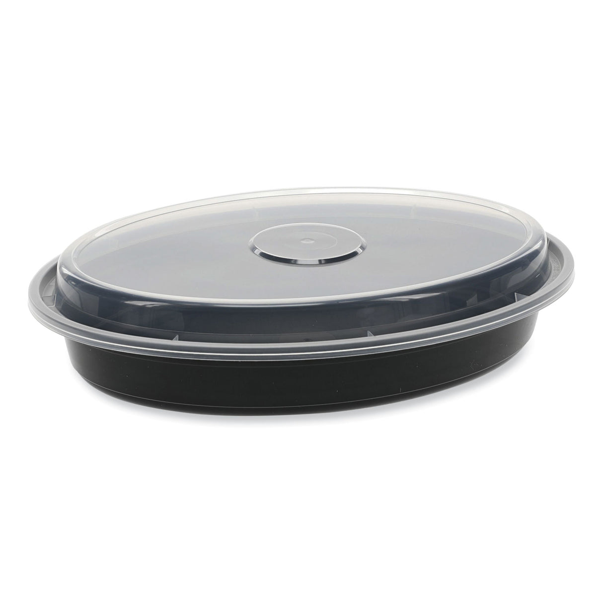 Pactiv Newspring VERSAtainer Microwavable Containers, Oval, 24 oz, 9.1 x 6.7 x 1.45, Black/Clear, Plastic, 150/Carton (OC24B)