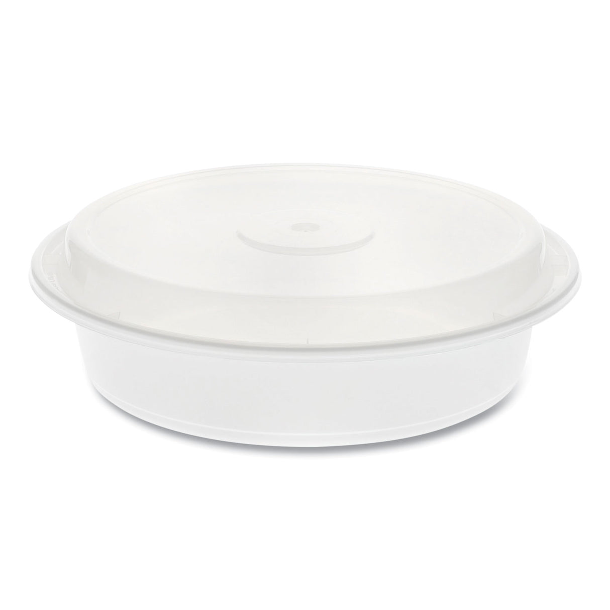 Pactiv Newspring VERSAtainer Microwavable Containers, Round, 35 oz, 8 x 8 x 2.5, White/Clear, Plastic, 150/Carton (NC737)