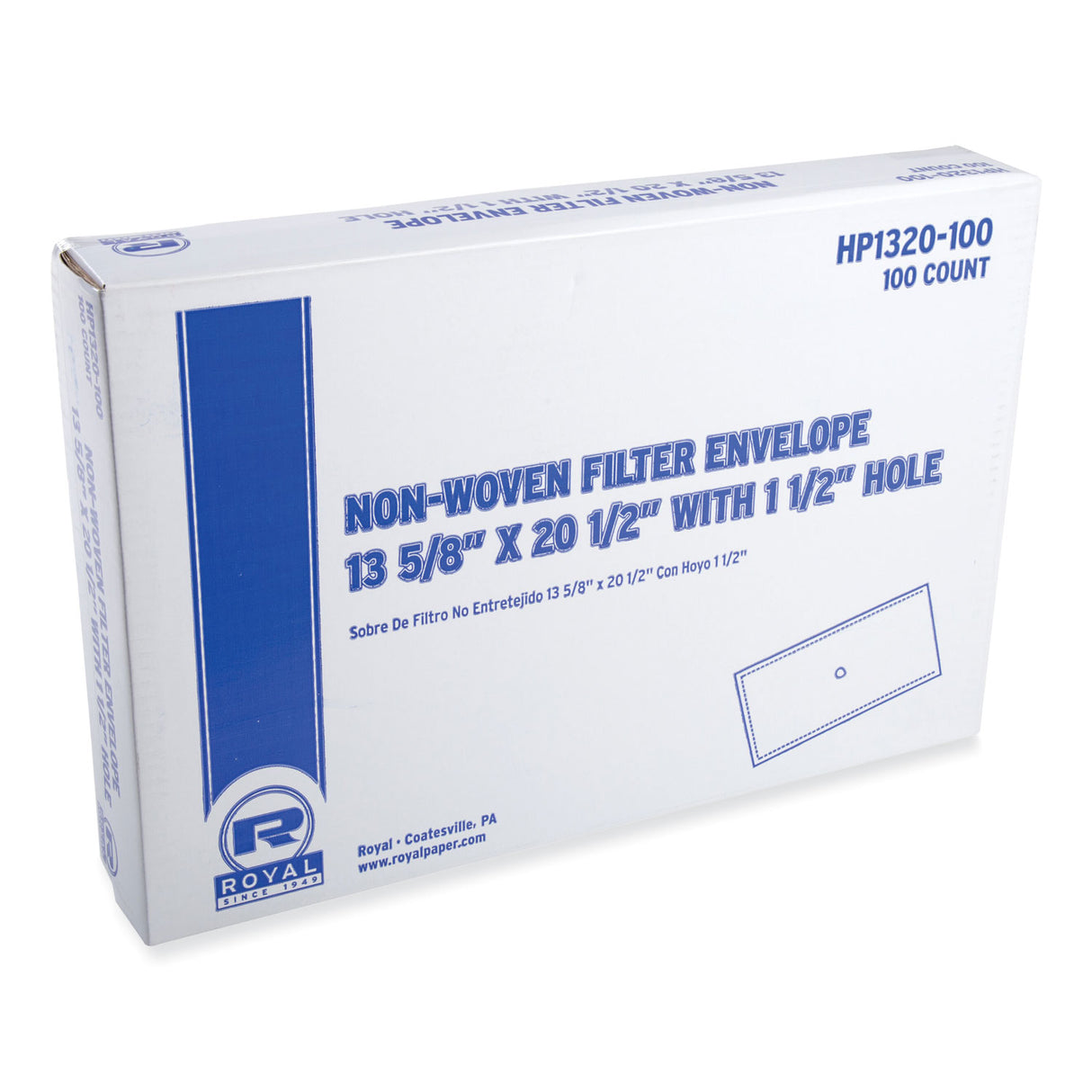AmerCareRoyal Filter Envelope, Fry Oil, 13.75" x 20.75" with 1.5" Hole, 100/Carton (HP1320100)
