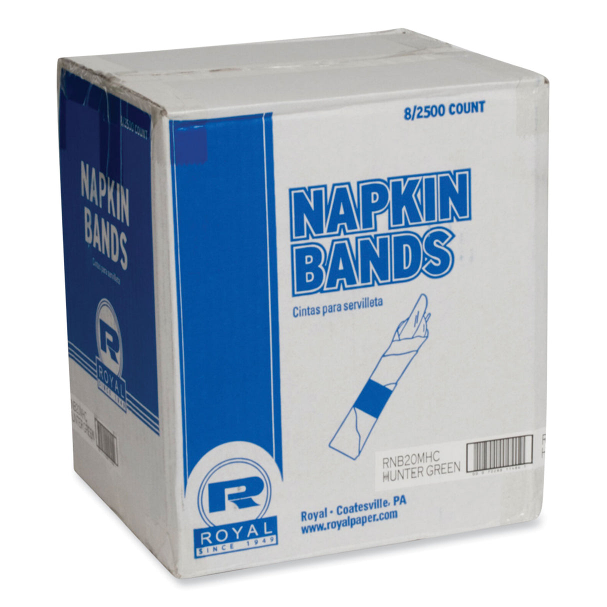 AmerCareRoyal Napkin Bands, Hunter Green, 1.5", 2,500/Pack, 8 Packs/Carton (RNB20MHC)