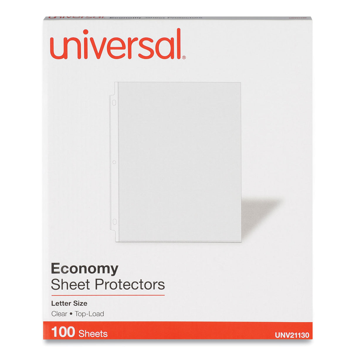 Universal Top-Load Poly Sheet Protectors, Economy, Letter, 100/Box (UNV21130)