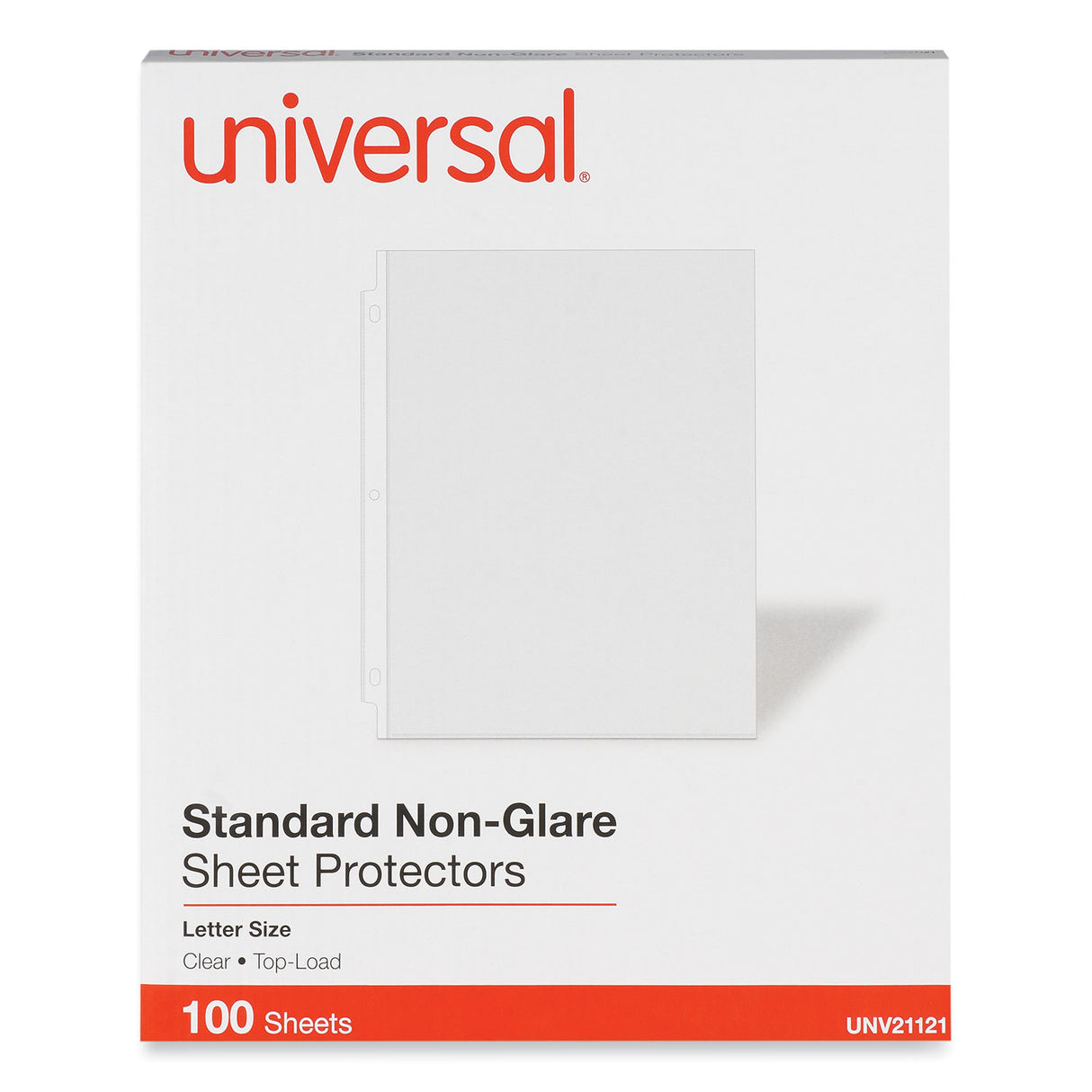 Universal Standard Sheet Protector, Standard, 8.5 x 11, Clear, Non-Glare, 100/Box (UNV21121)