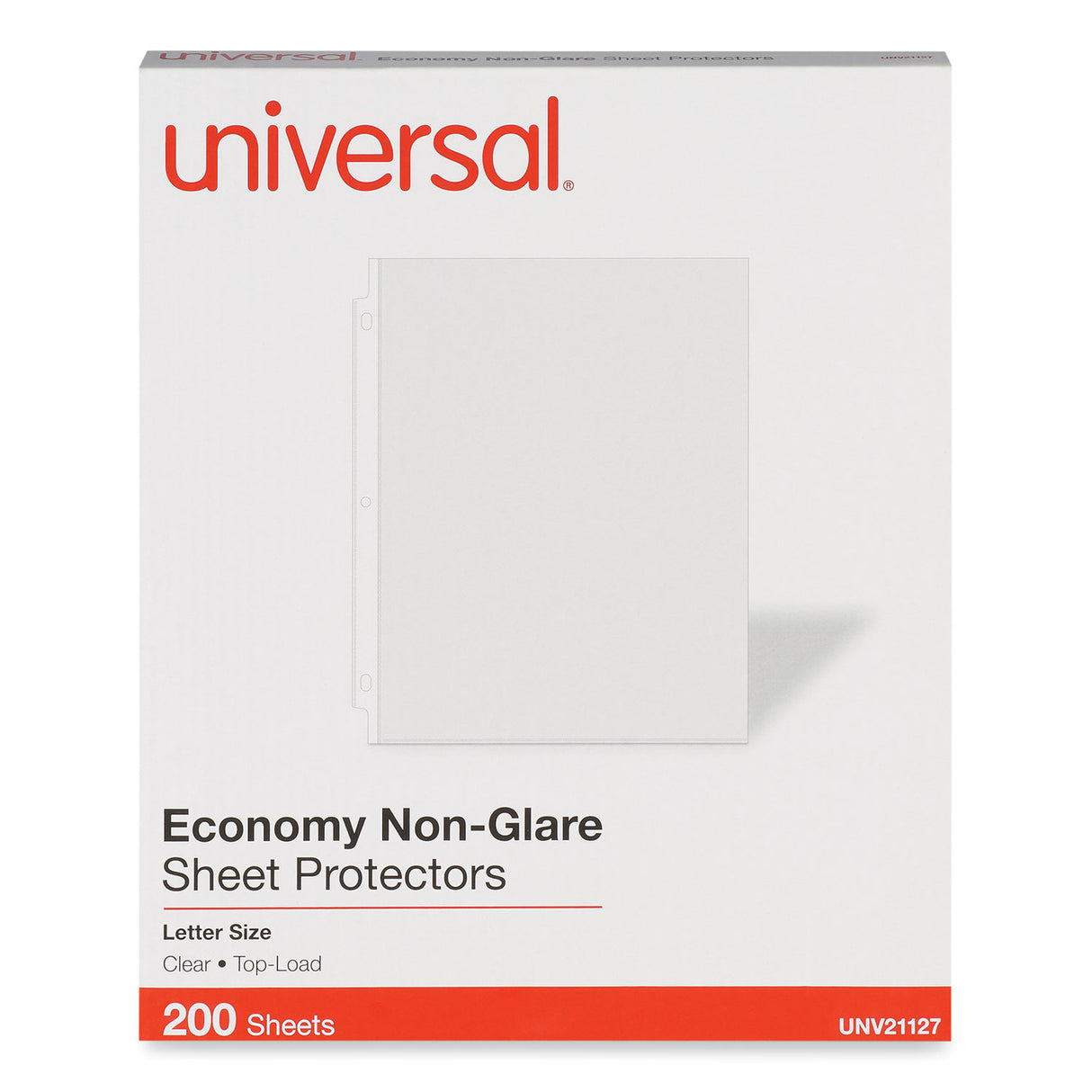 Universal Top-Load Poly Sheet Protectors, Nonglare, Economy, Letter, 200/Box (UNV21127)