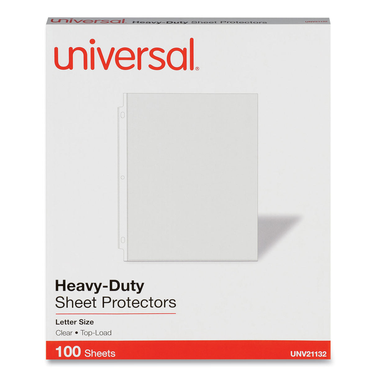 Universal Top-Load Poly Sheet Protectors, Heavy Gauge, Letter Size, Clear, 100/Pack (UNV21132)