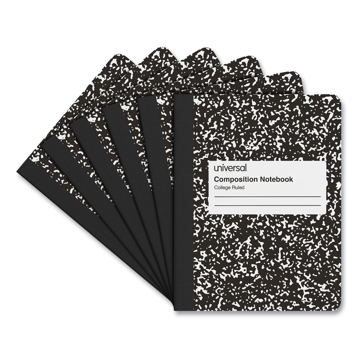 Universal Composition Book, Medium/College Rule, Black Marble Cover, (100) 9.75 x 7.5 Sheets, 6/Pack (UNV20946)