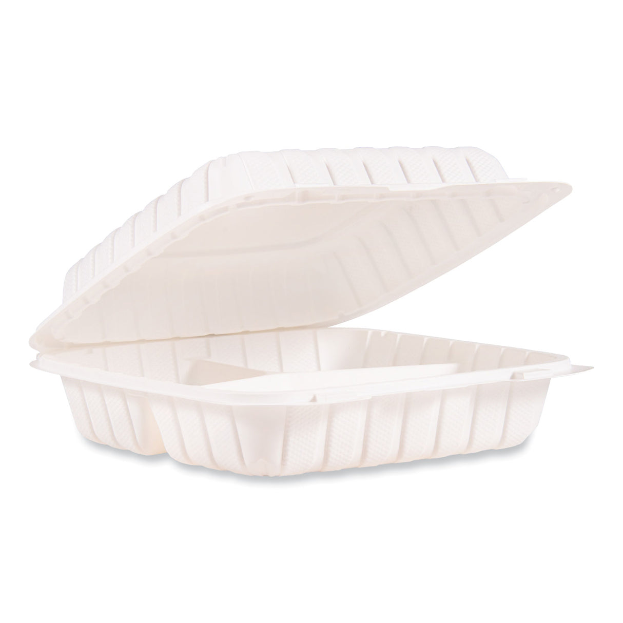 Dart Hinged Lid Containers, 3-Compartment, 9 x 8.75 x 3, White, Plastic, 150/Carton (90MFPPHT3R)
