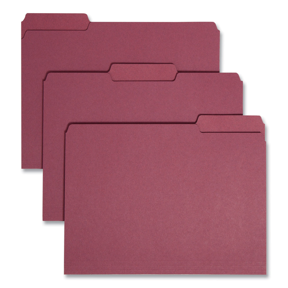 Smead Interior File Folders, 1/3-Cut Tabs: Assorted, Letter Size, 0.75" Expansion, Maroon, 100/Box (10275)