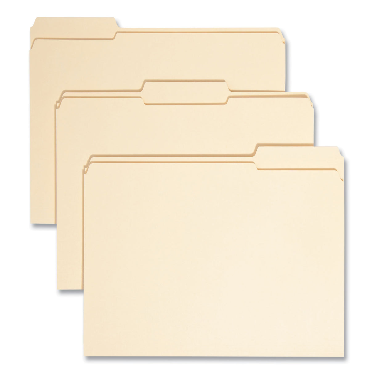 Smead 100% Recycled Reinforced Top Tab File Folders, 1/3-Cut Tabs: Assorted, Letter Size, 0.75" Expansion, Manila, 100/Box (10347)