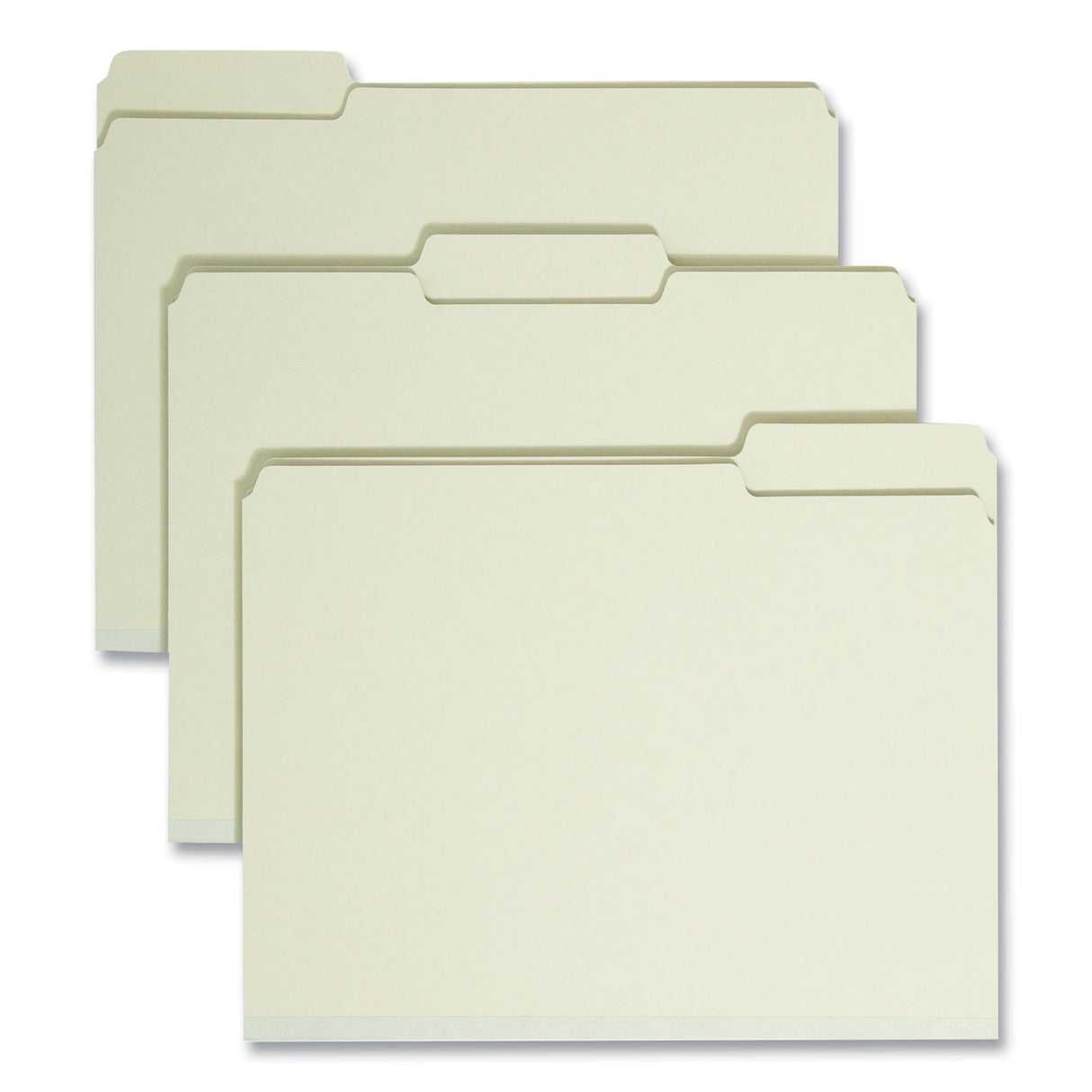 Smead Expanding Recycled Heavy Pressboard Folders, 1/3-Cut Tabs: Assorted, Letter Size, 1" Expansion, Gray-Green, 25/Box (13230)