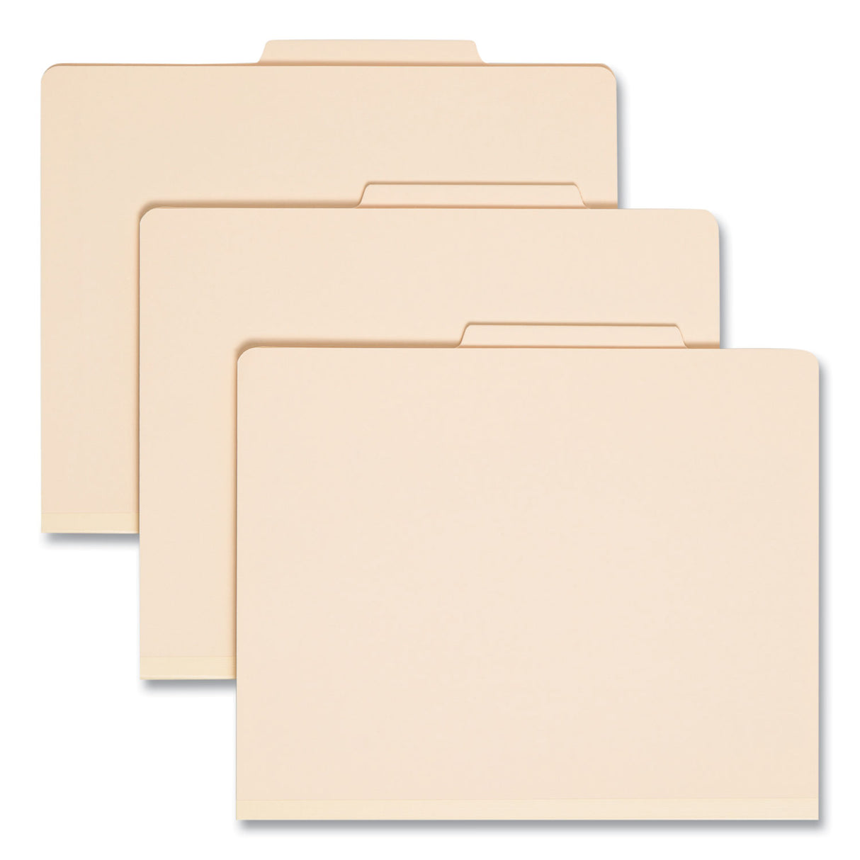 Smead Four-Section Top Tab Classification Folders, 2" Expansion, 1 Divider, 4 Fasteners, Letter Size, Manila, 10/Box (13700)