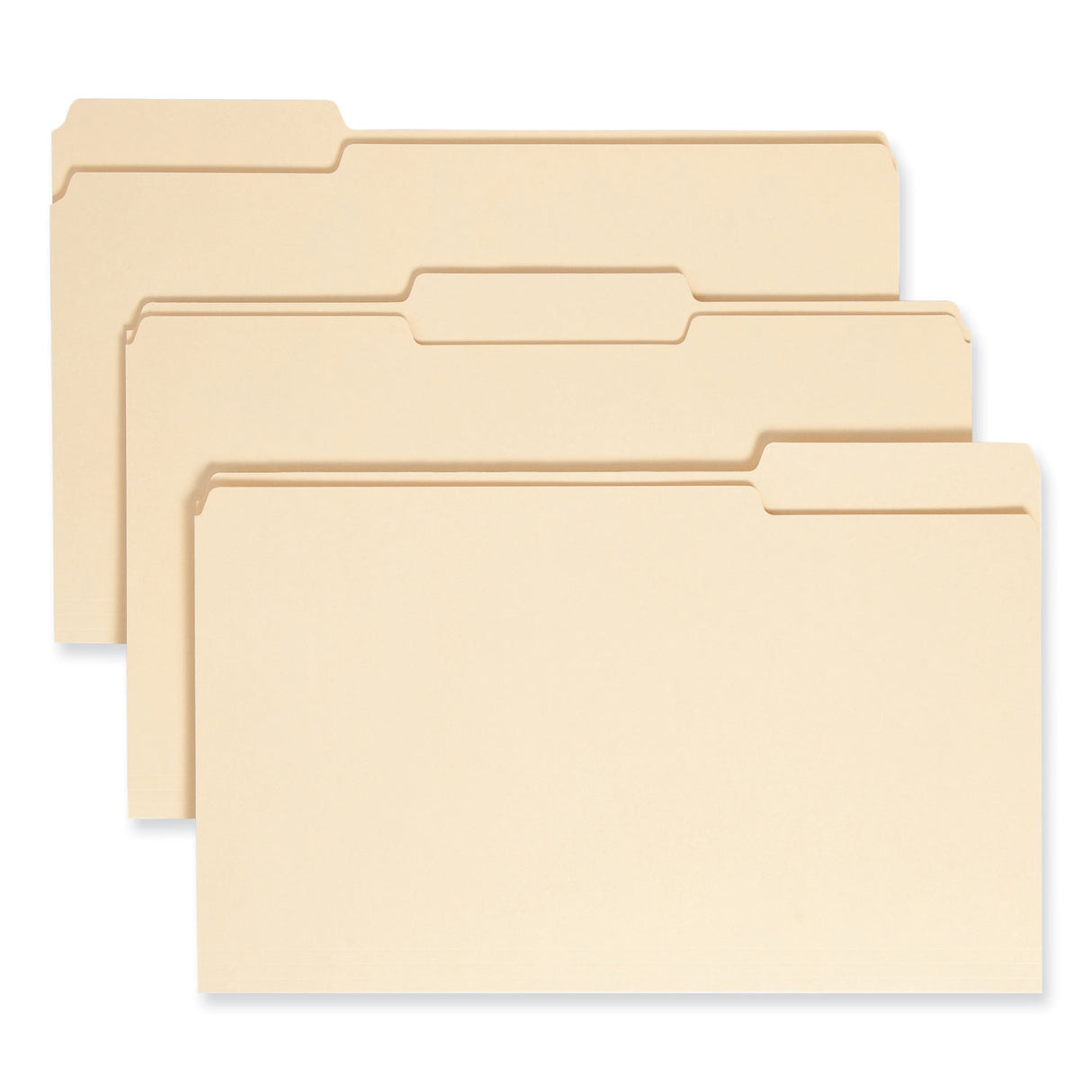 Smead 100% Recycled Manila Top Tab File Folders, 1/3-Cut Tabs: Assorted, Legal Size, 0.75" Expansion, Manila, 100/Box (15339)