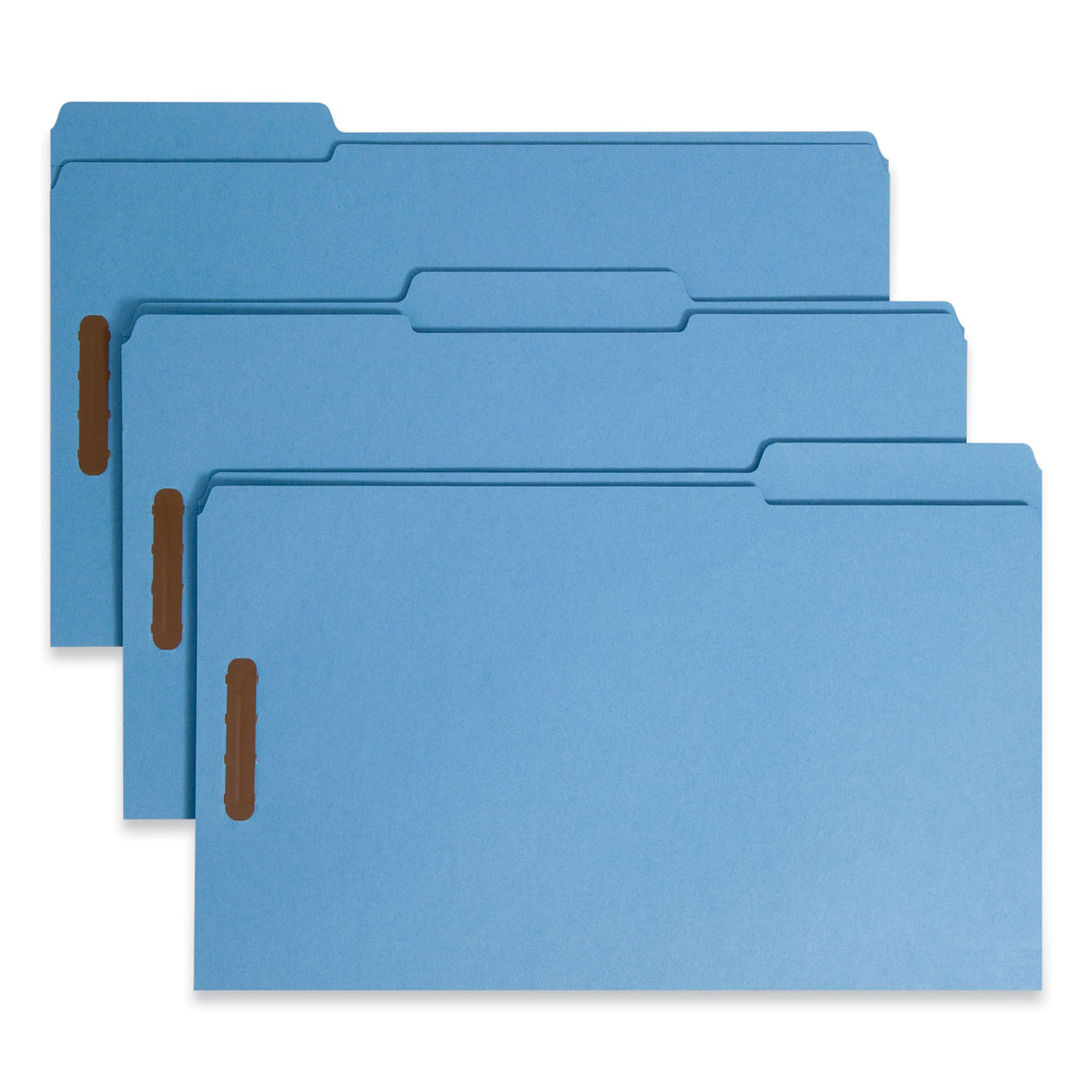 Smead Top Tab Colored Fastener Folders, 0.75" Expansion, 2 Fasteners, Legal Size, Blue Exterior, 50/Box (17040)