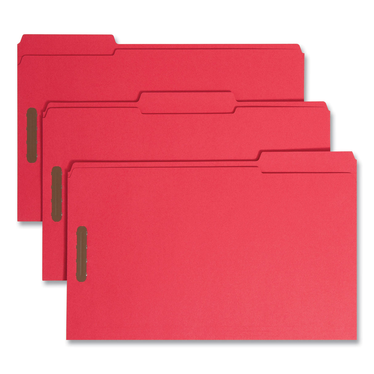 Smead Top Tab Colored Fastener Folders, 0.75" Expansion, 2 Fasteners, Legal Size, Red Exterior, 50/Box (17740)