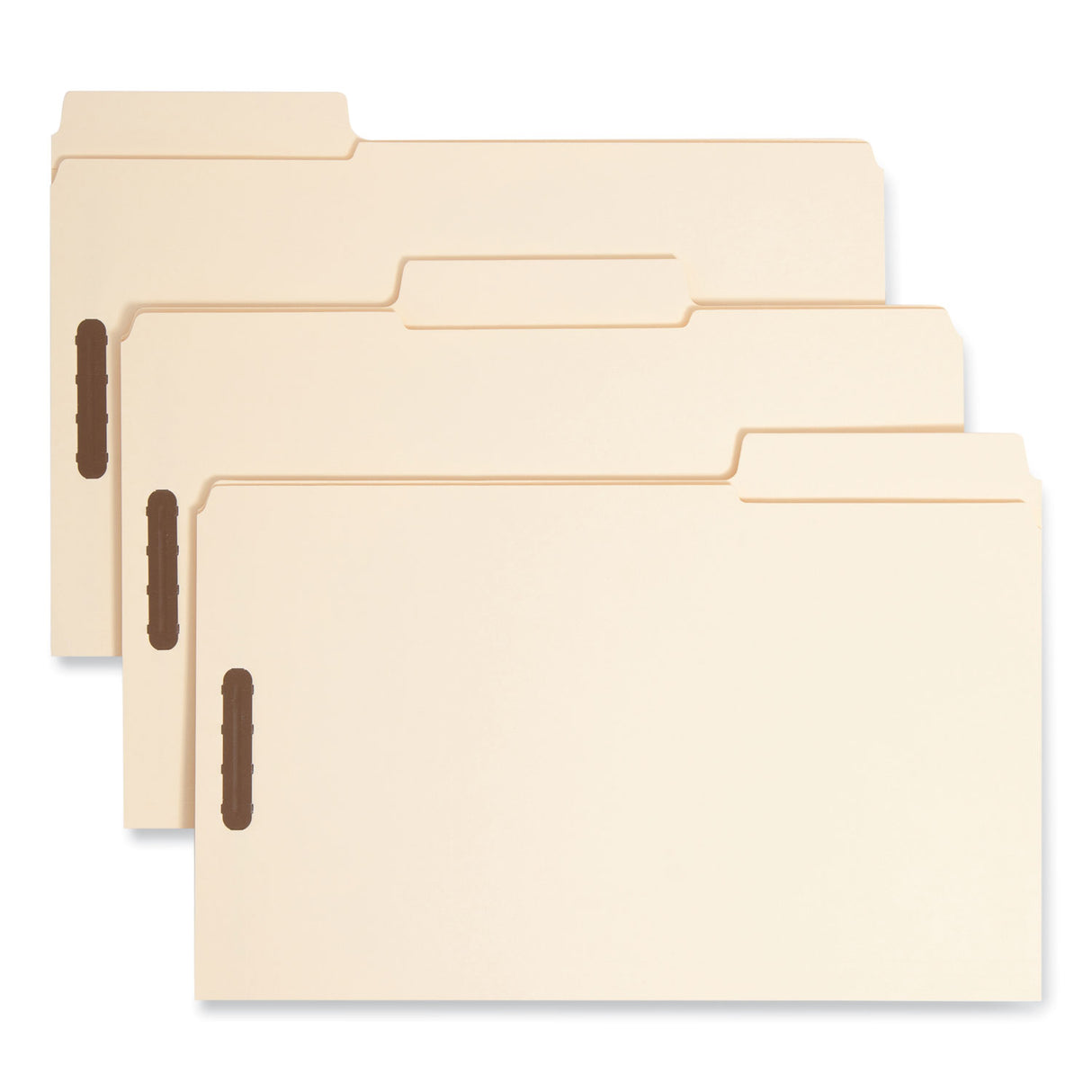 Smead SuperTab Reinforced Guide Height Fastener Folders, 14-pt Manila, 0.75" Expansion, 2 Fasteners, Legal Size, Manila, 50/Box (19545)