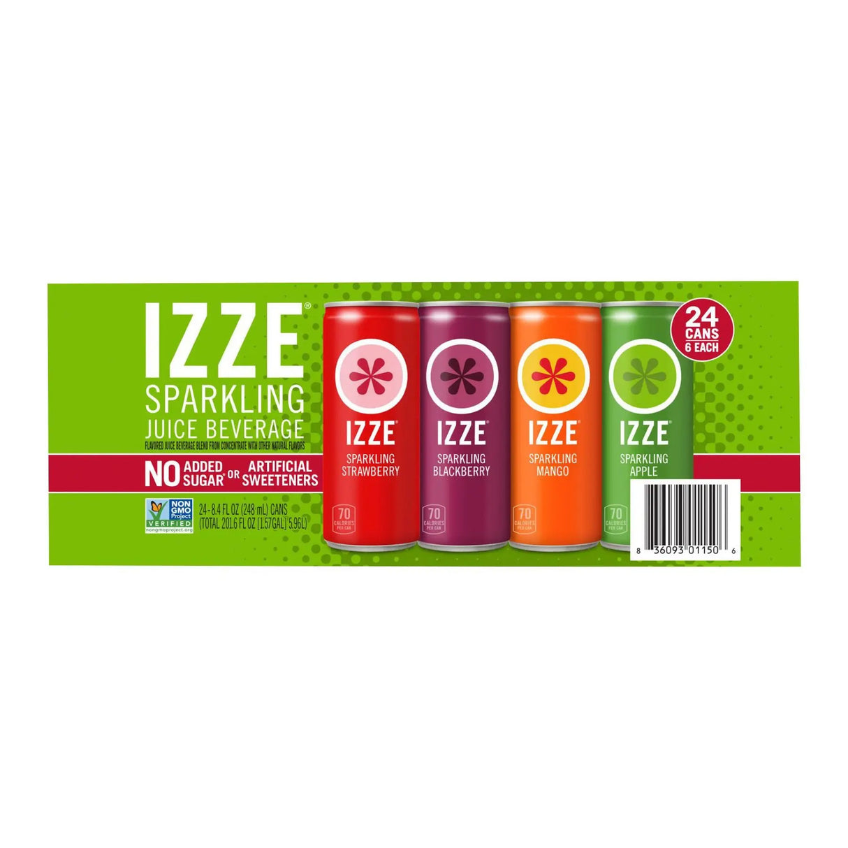 IZZE Sparkling Juice Variety Pack (24-Pack, 8.4 oz Each) | Unique Fruit Blends IZZE