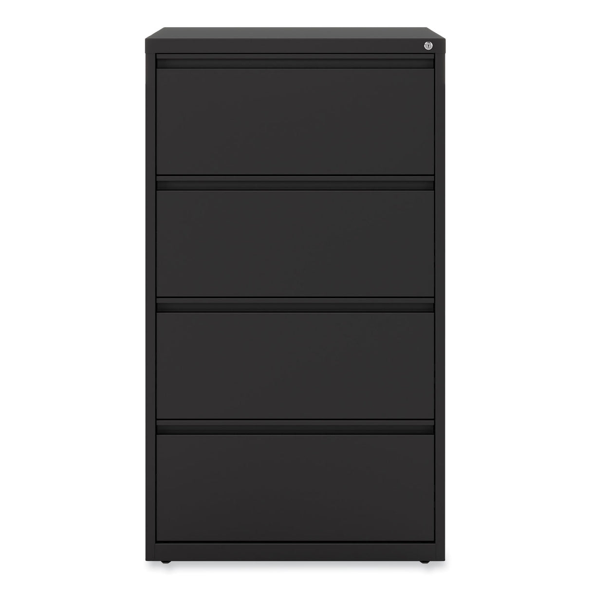 Alera Lateral File, 4 Legal/Letter-Size File Drawers, Black, 30" x 18.63" x 52.5" (ALEHLF3054BL)